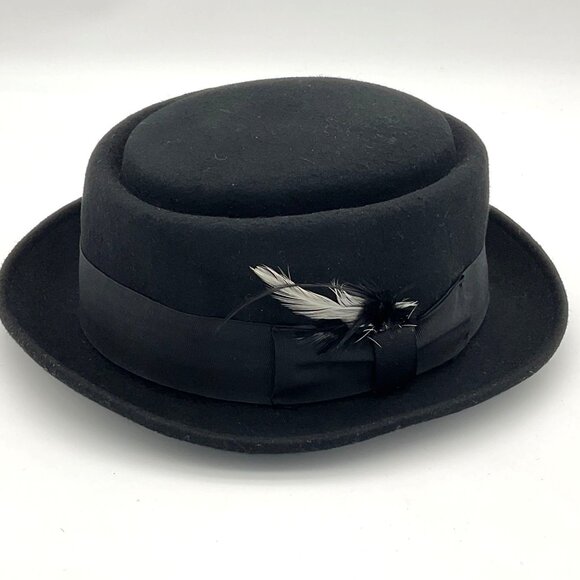 100% Wool Comfort Felt Handmade Derby Bowler Fedora Black Hat L/XL - Picture 1 of 9